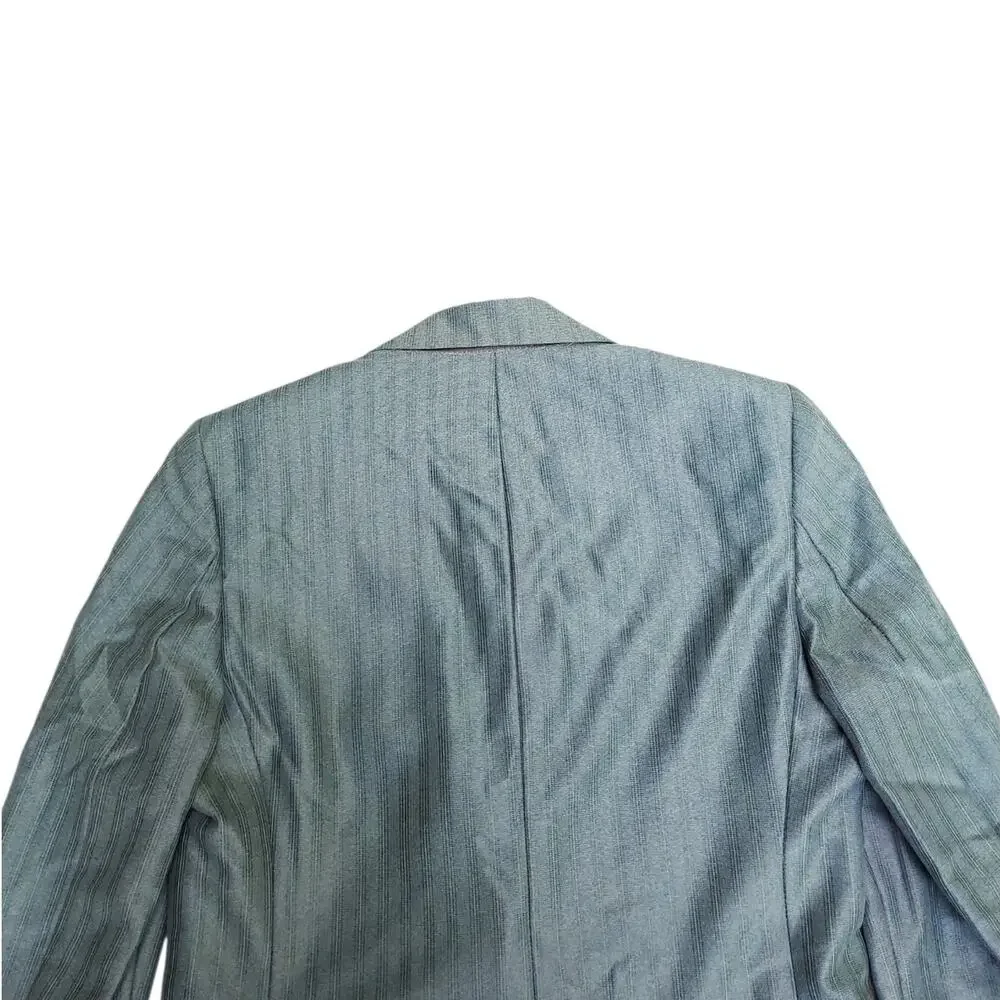 VTG Montgomery Ward 70s Retro Blue Green Leisure Suit Jacket Sport Coat 42x30